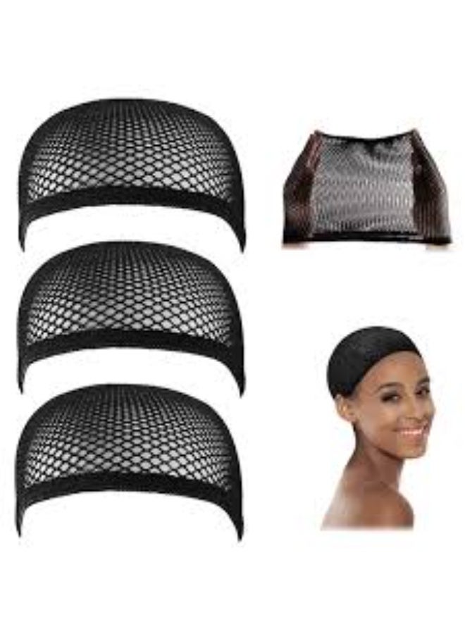 2pcs Hair Net Weaving Net Elastic Strethable Wig Cap Mesh Fishnet Wig Cap Black - Image 1